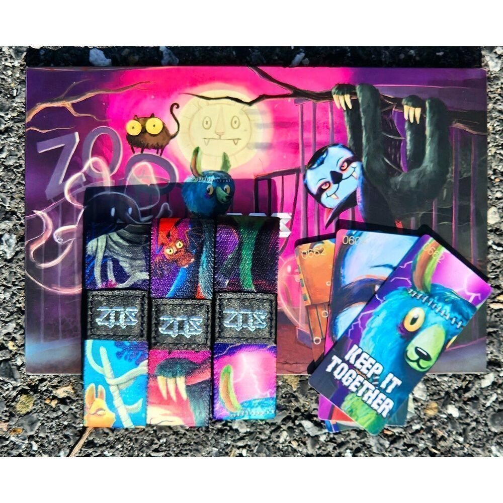 ZOX HALLOWEEN ZOO 2023 - llama mummy sloth MEDIUM pack ART envelope WRISTBANDS - Picture 4 of 12